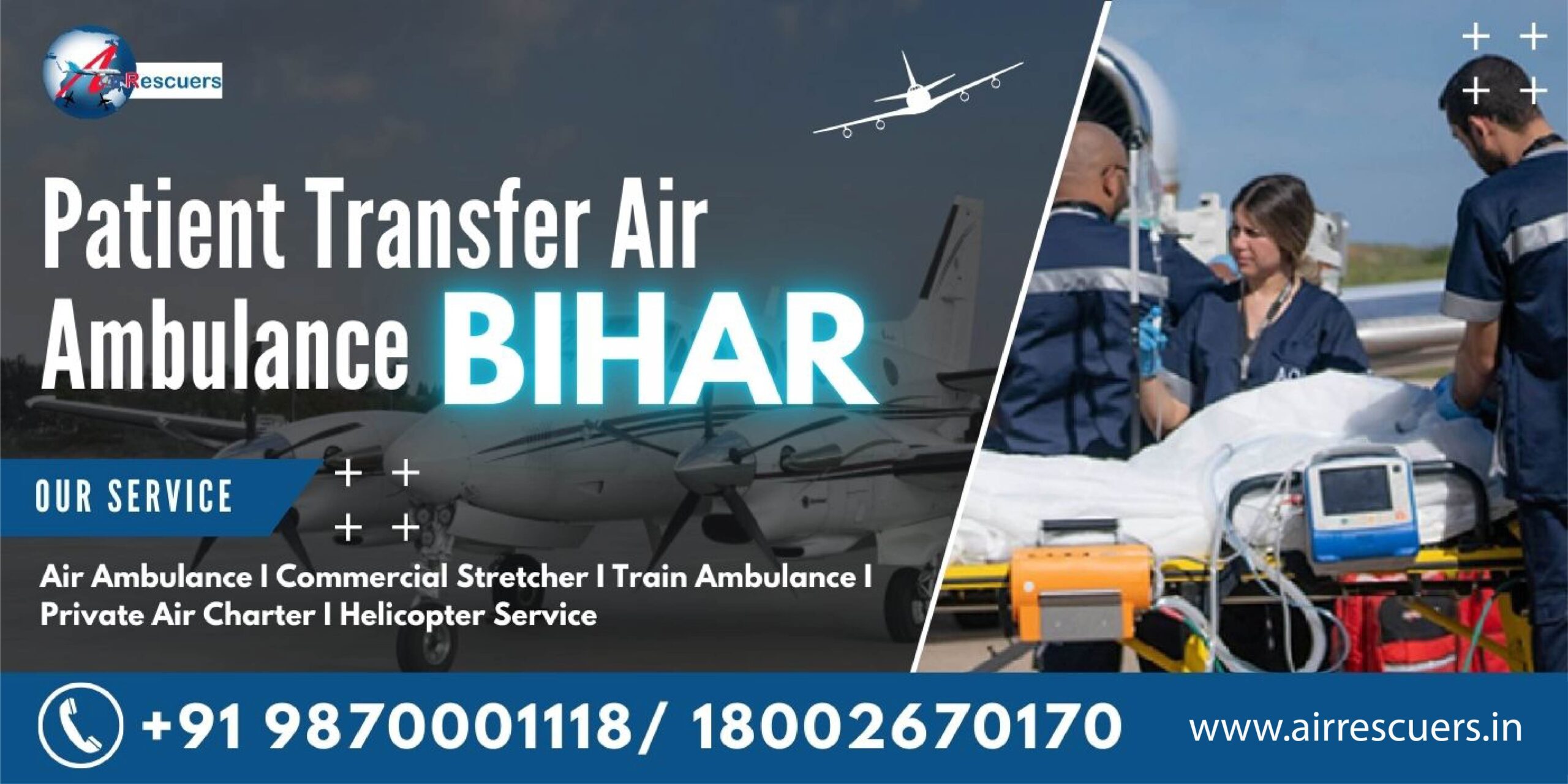 Patient transfer air ambulance Bihar